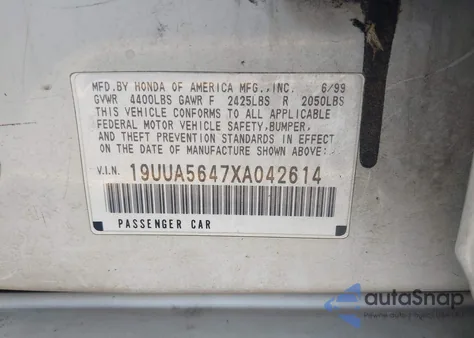 1999 Acura Tl 3.2 from USA, damaged, VIN 19UUA5647XA042614